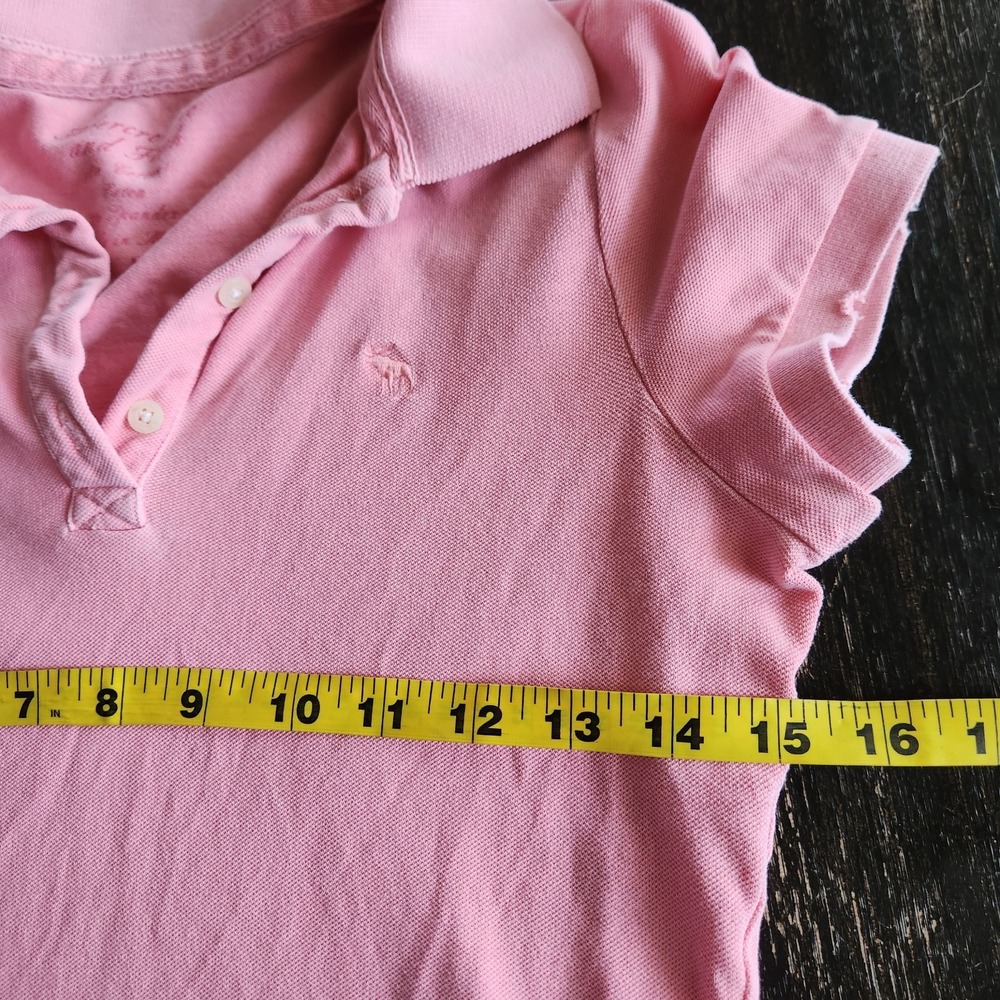 Abercrombie & Fitch Women's M Polo Shirt Preppy Moose Y2K Pink Distressed - Picture 8 of 10